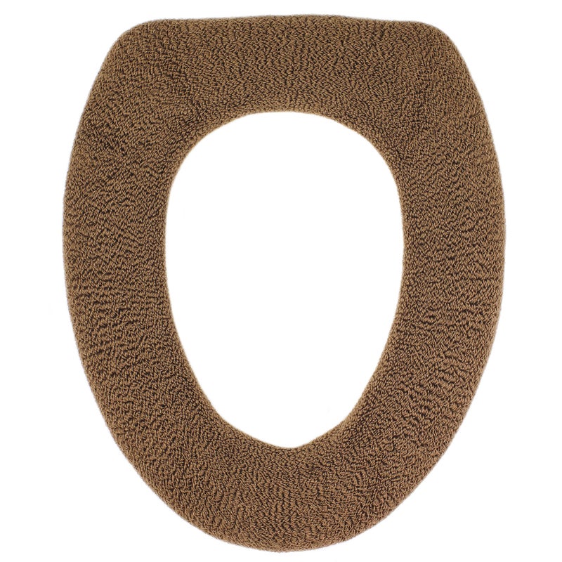Warm-n-Comfy غطاء مرحاض دافئ ومريح - غطاء مرحاض قماش سميك وفاخر لتدفئة مقاعد المرحاض الدائرية والممدودة 14x18" - قابل لإعادة الاستخدام، قابل للغسل في الغسالة، سهل التركيب - تعبئة جاهزة كهدية - بني كاكاو - Image 1